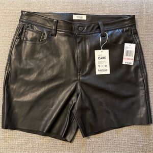 Kensie High Waist Black Women's Vegan Leather Shorts